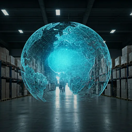 Global logistics, modern warehouse, international trade